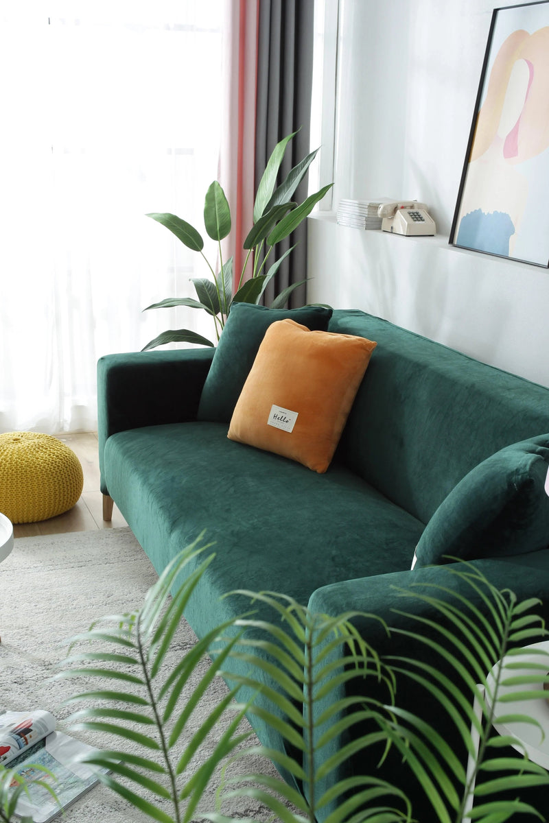 Velvet Dark Green Couch Cover