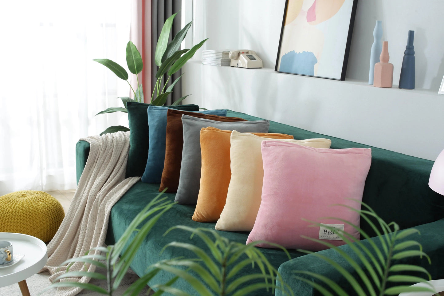 Velvet Dark Green Couch Cover