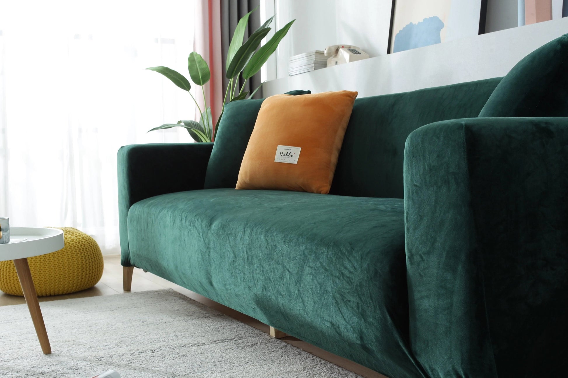 Velvet Dark Green Couch Cover