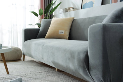 Velvet Light Grey Couch Cover