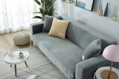 Velvet Light Grey Couch Cover