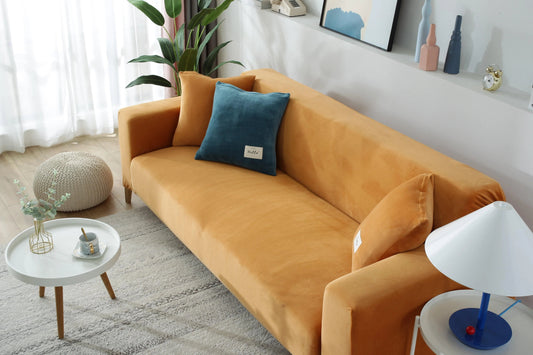 Velvet Orange Couch Cover