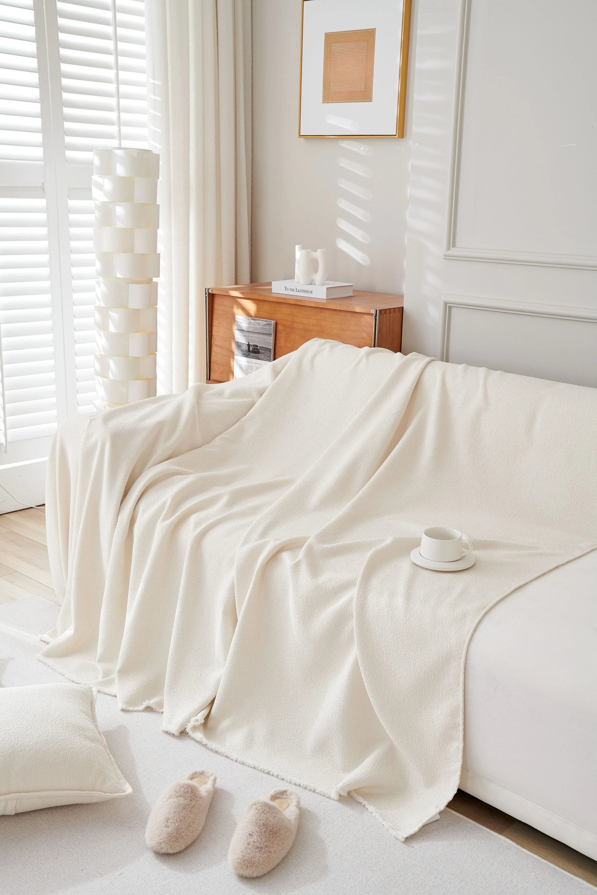 Mousoon Off-White Throw Blanket