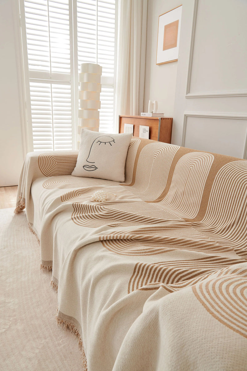 Sandy Tan Chenille Throw Blanket