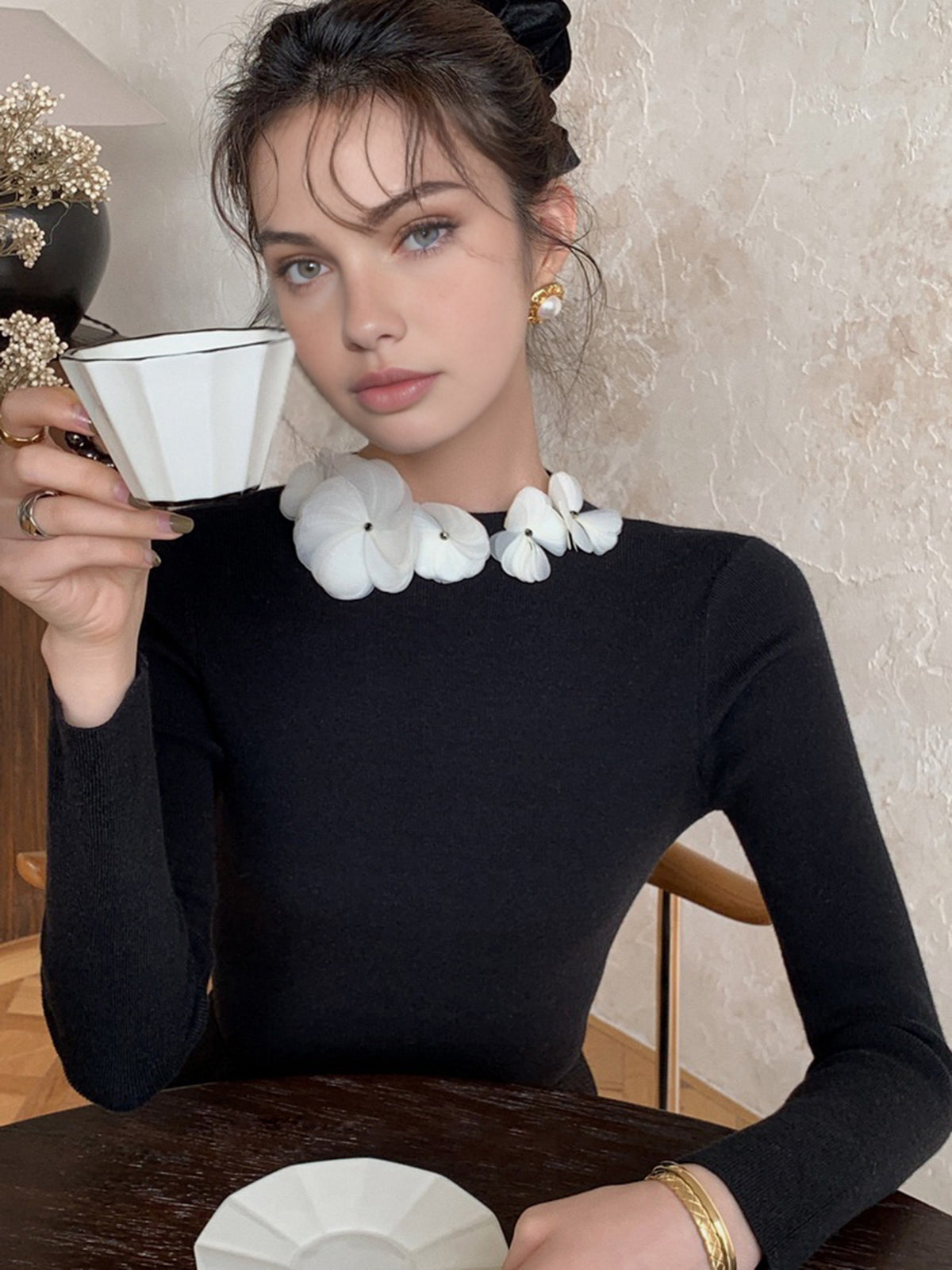 June Women's Floral Top - styled view