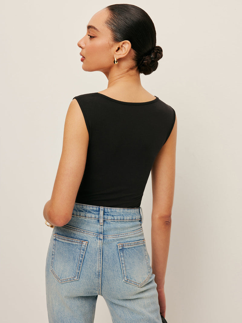 Odette Women's Pleated Tank Top - close-up detail