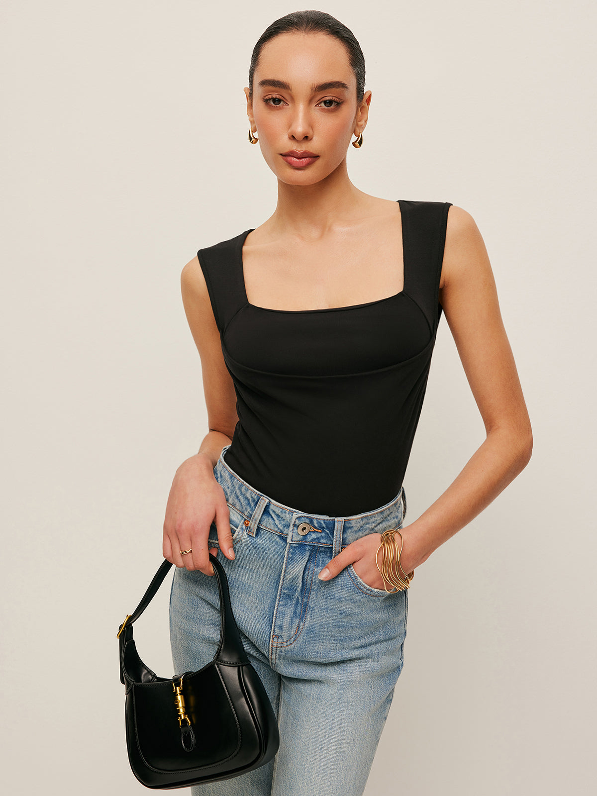 Odette Women's Pleated Tank Top - front view