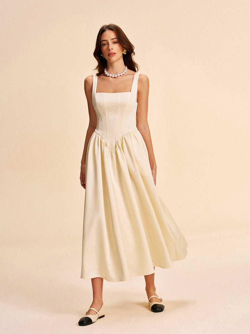 Cosima Women's Pleated Dress - fabric and finish detail