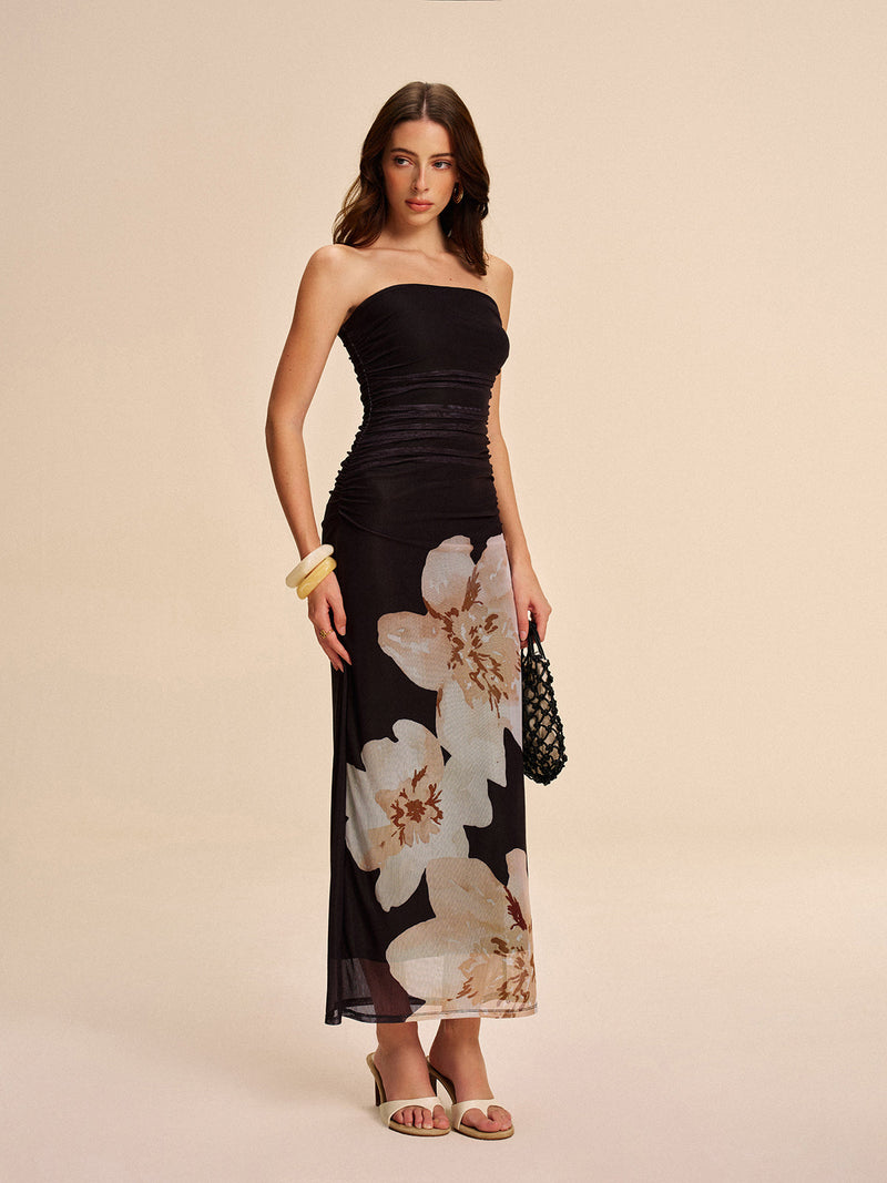 Astrid Women's Pleated Dress | Floral, Slim Fit, Ruched