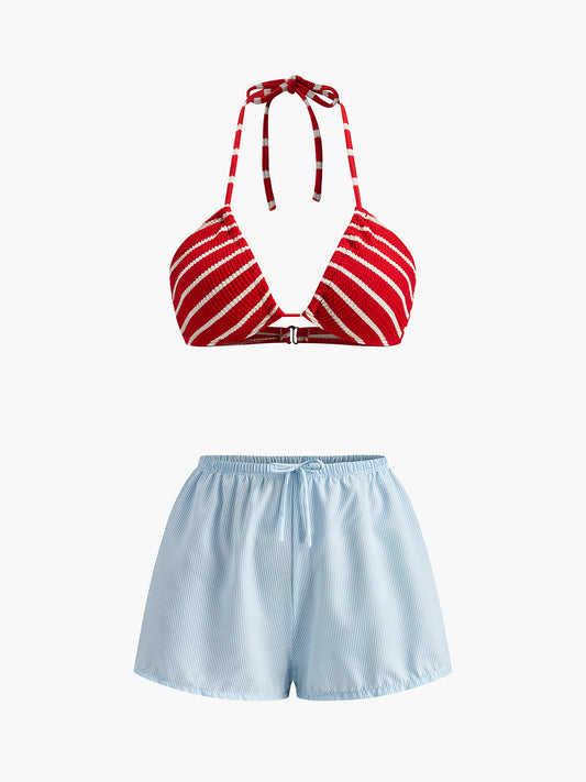Xanthe Women's Striped Shorts - front view