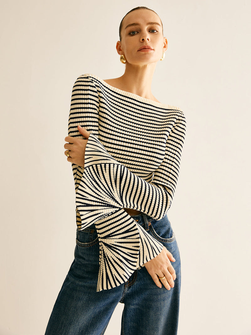 Harlow Women's Striped Top - fabric and finish detail
