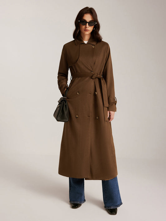 Ruby Women's Suede Trench Coat - styled view