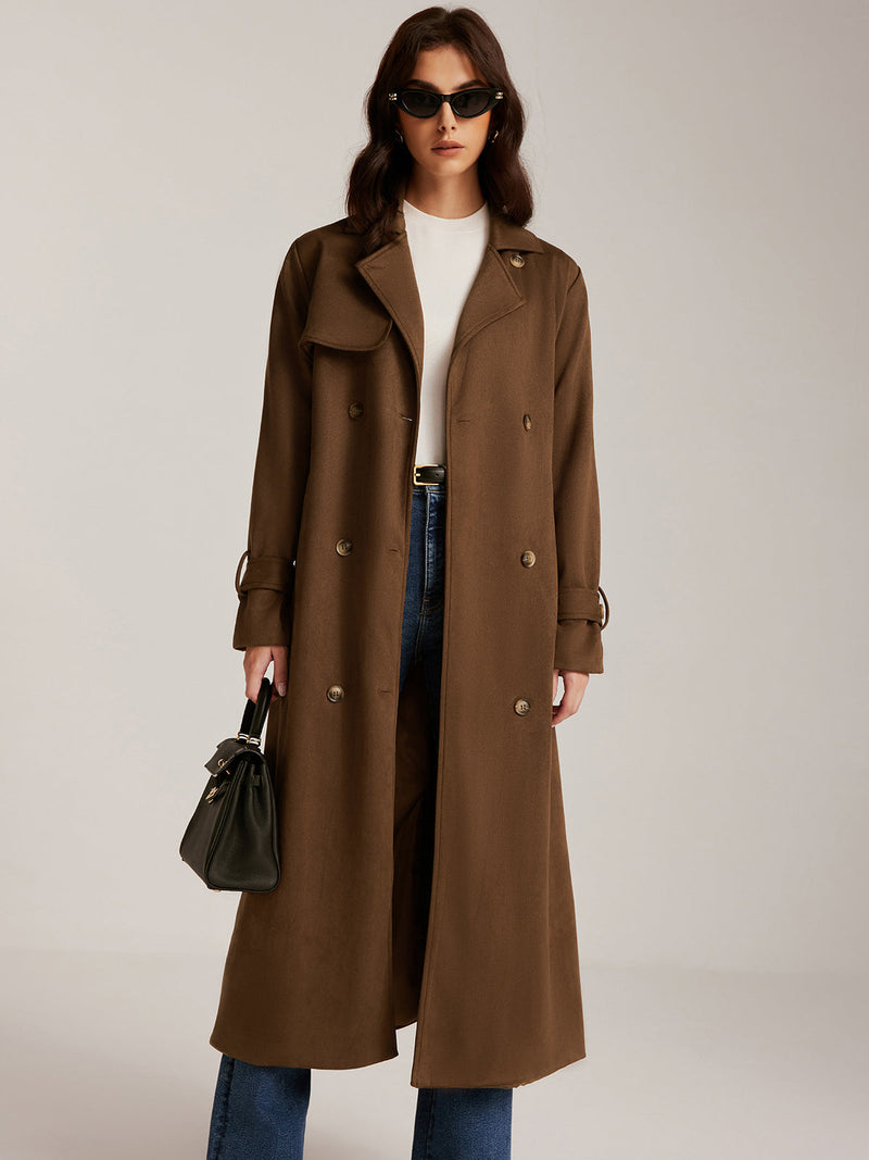 Ruby Women's Suede Trench Coat - fabric and finish detail