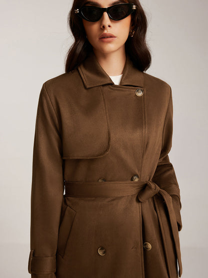 Ruby Women's Suede Trench Coat - full-length view
