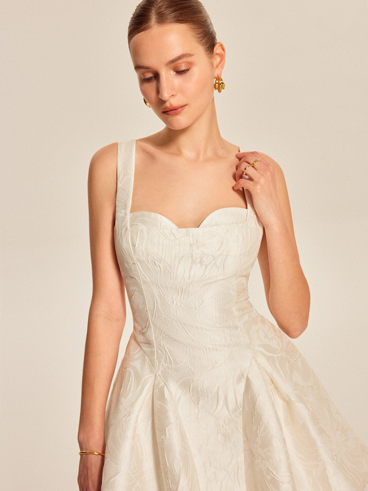 Ines Women's Pleated Dress - fabric and finish detail