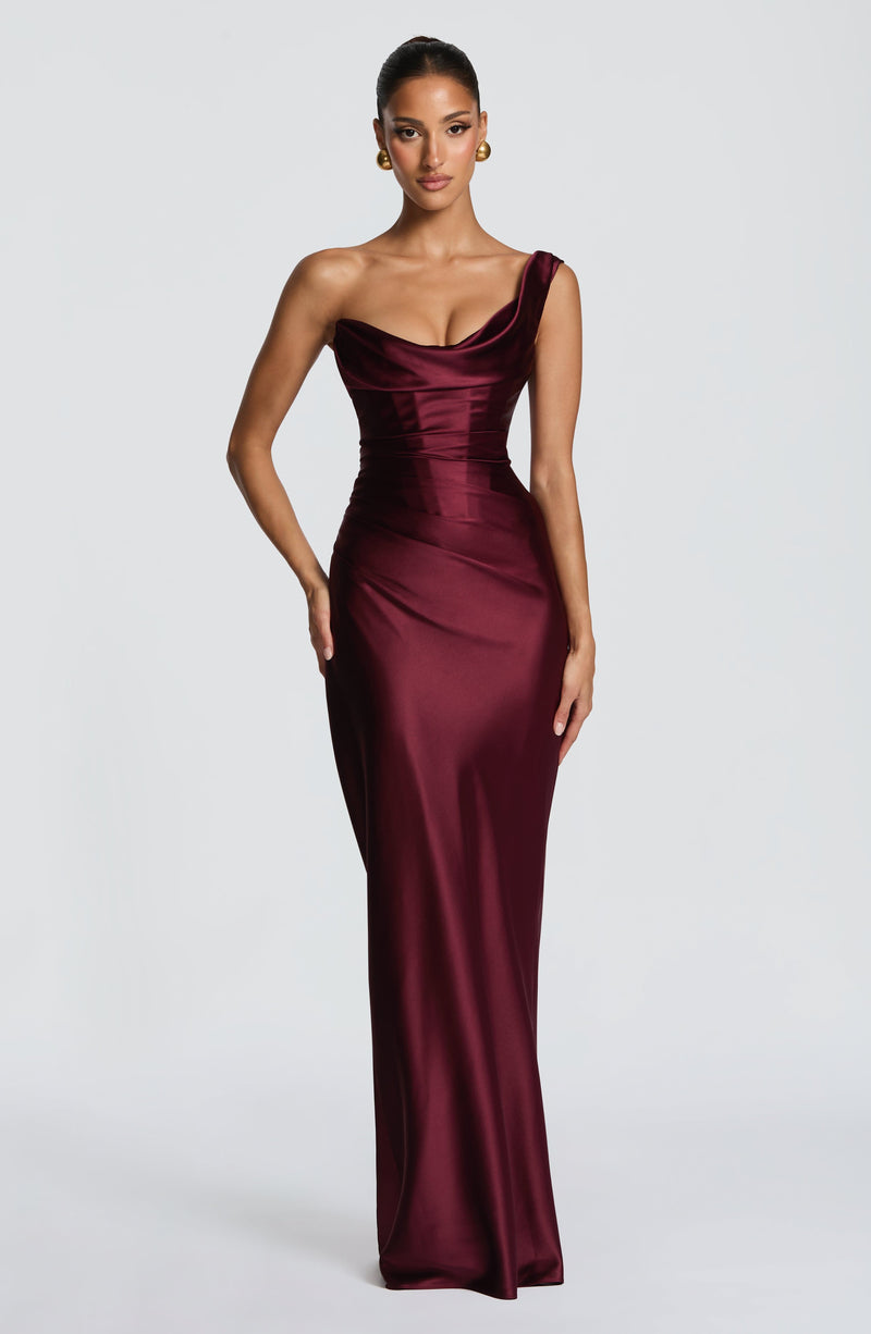 Alba Women's Asymmetric Maxi Dress | Sheath, Draped, Lace
