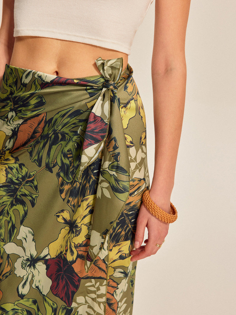 Noor Women's Floral Skirt - fabric and finish detail