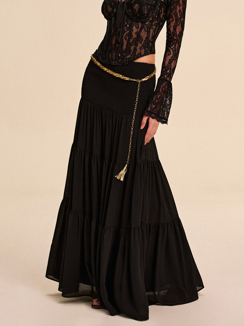 Wren Women's Skirt | Tiered, Chiffon, Maxi