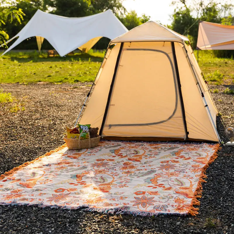 Rustic Floral Boho Cotton Blanket