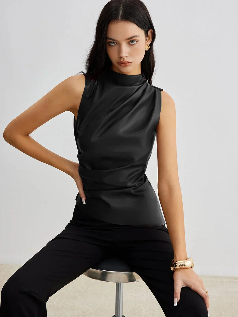 Sable Women's Satin Top - flat lay