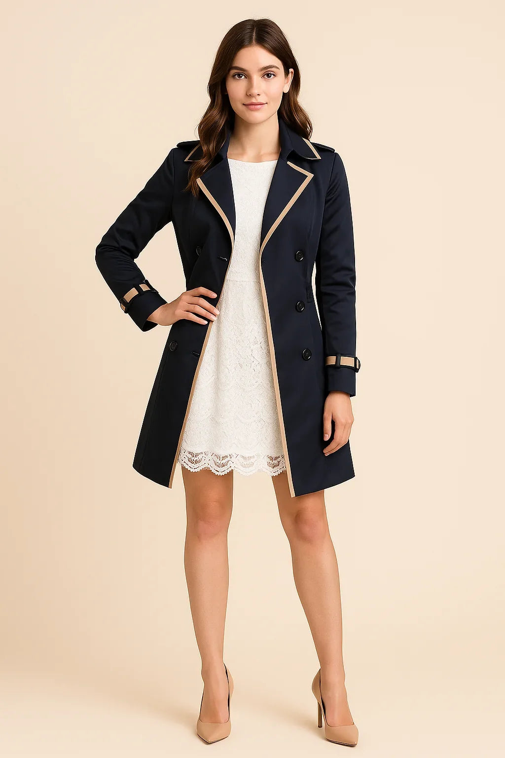 Romy Women's Trench Coat - styled view