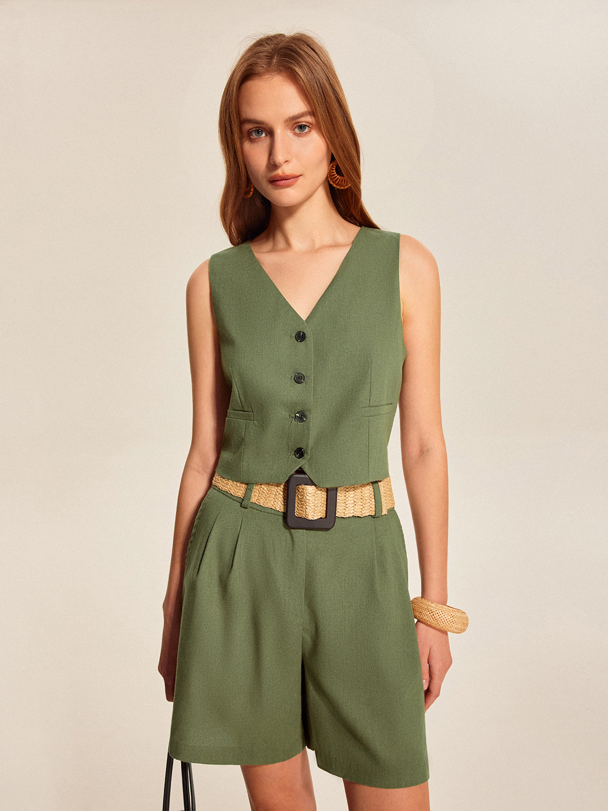 Edith Women's Linen Shorts - full-length view