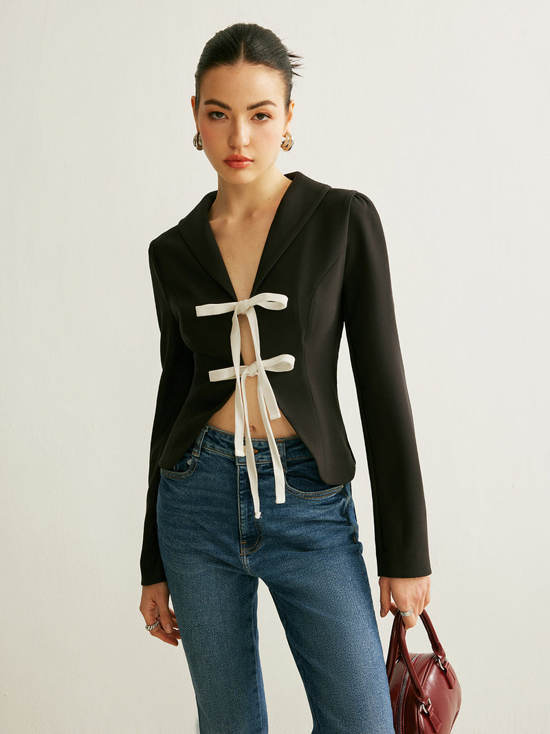 Ruby Women's Blazer | V-neck, Long Sleeve
