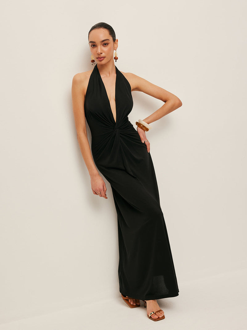 Mabel Women's Pleated Dress | Halter, Twist, Jersey