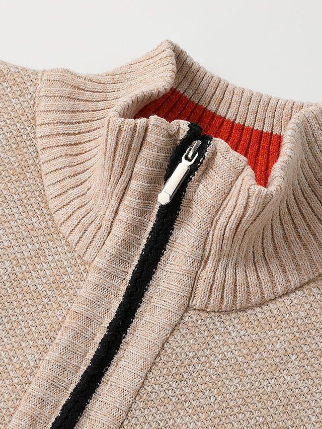 Nolan Men's Ribbed Knit Cardigan - fabric and finish detail