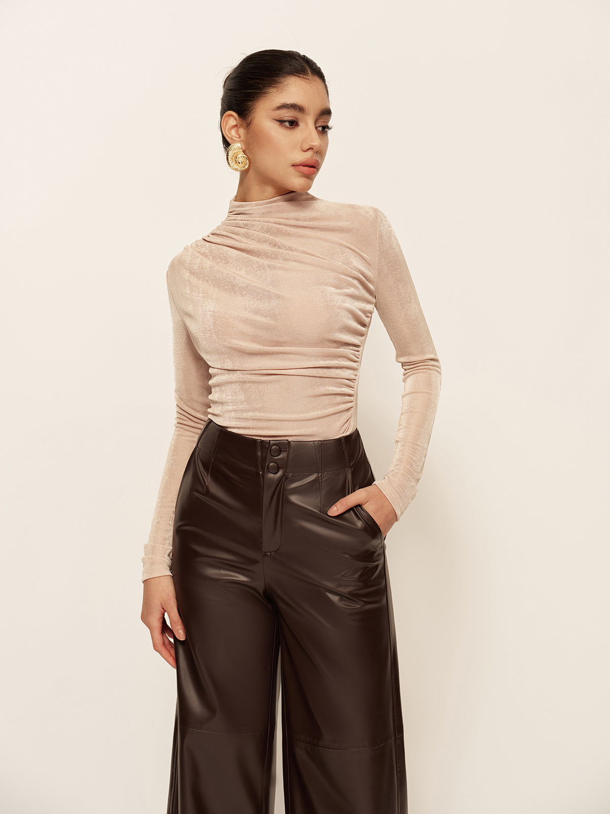 Eloise Women's Pleated T-shirt - styled view