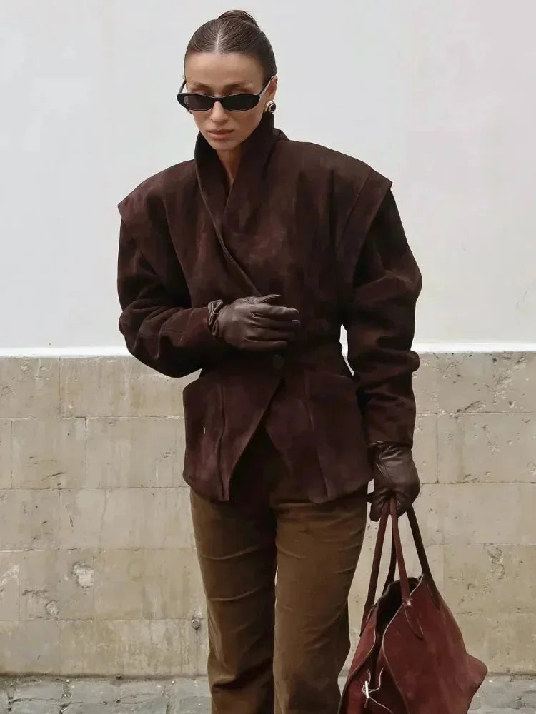 Imogen Women's Suede Blazer - flat lay