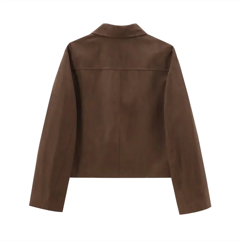 Harlow Women's Suede Blazer - fabric and finish detail