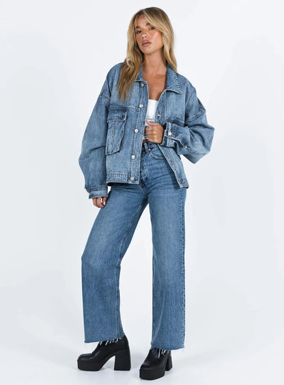 Alba Women's Oversized Blazer - fabric and finish detail