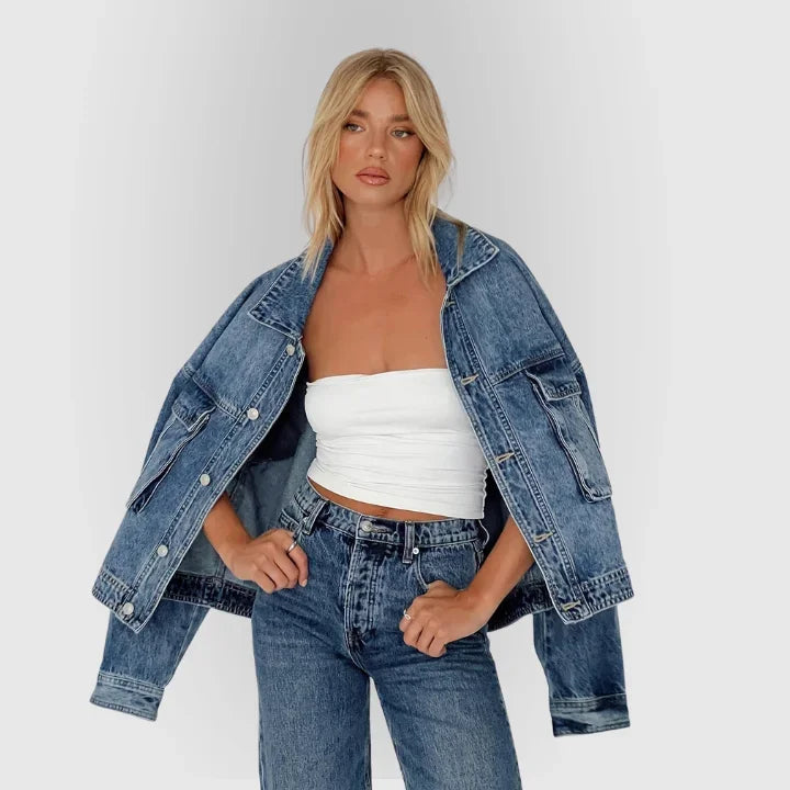 Alba Women's Oversized Blazer | Retro, Denim