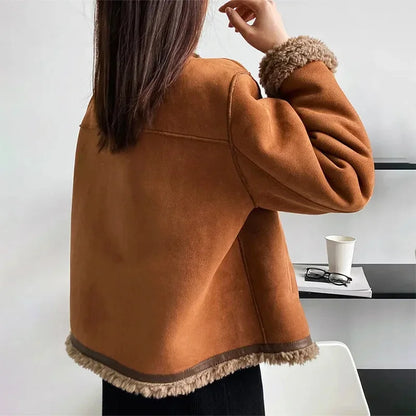 Sienna Women's Suede Blazer - fabric and finish detail