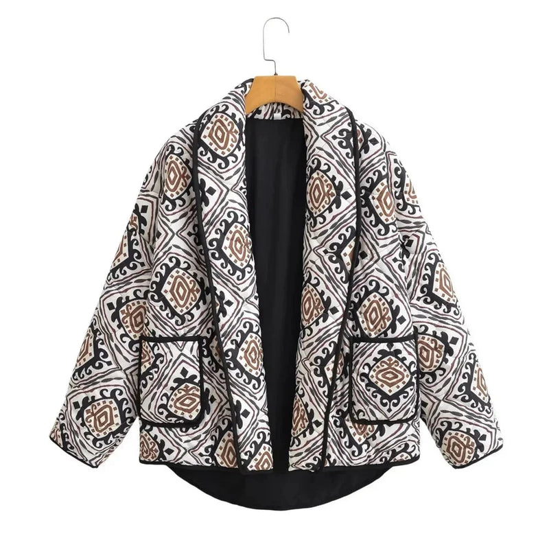 Quinn Women's Quilted Blazer - fabric and finish detail
