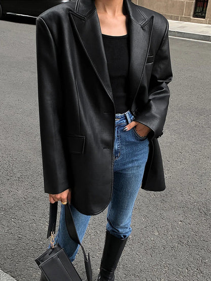 Rosa Women's Oversized Blazer - fabric and finish detail