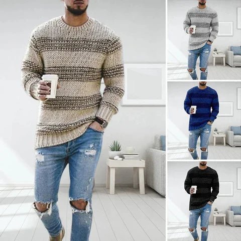 Yves Men's Striped Sweater - styled view