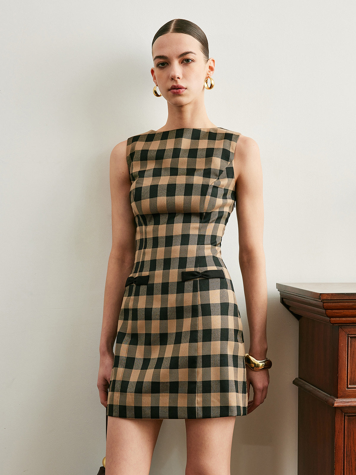 Elena Women's Plaid Dress - styled view