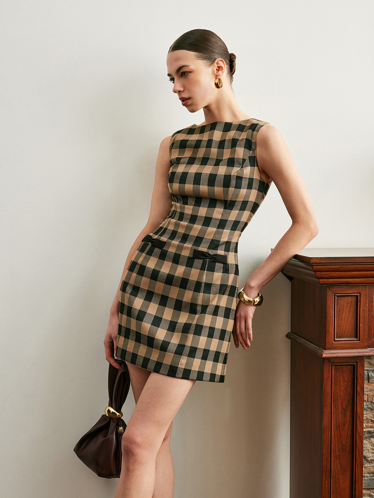 Elena Women's Plaid Dress - front view