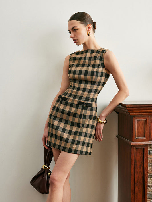 Elena Women's Plaid Dress - front view