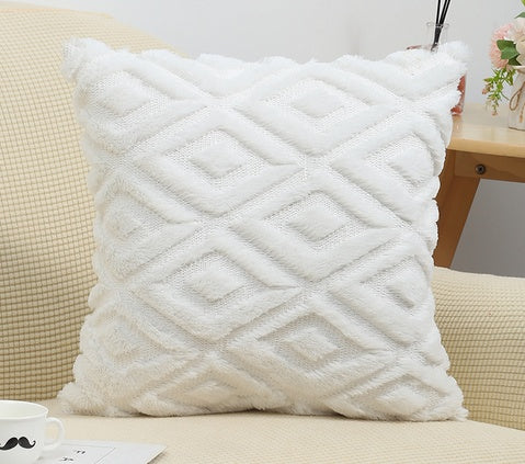 3D Diamond Cotton-Linen Cushion Cover | Textured Weave, Hidden Zip
