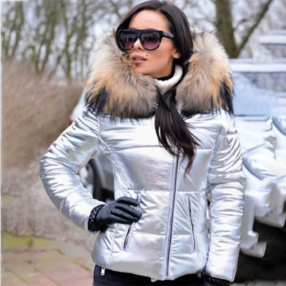 Saskia Women's Puffer Jacket - fabric and finish detail