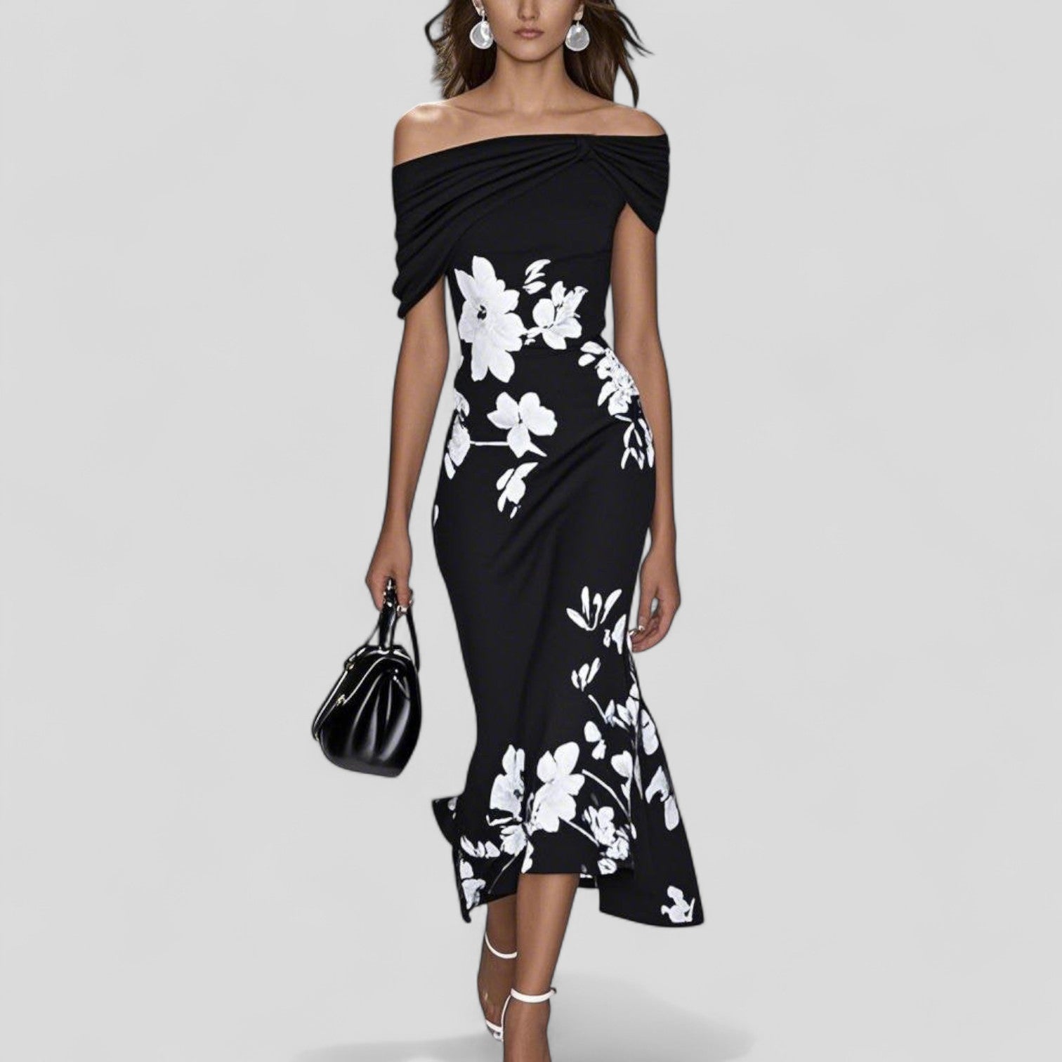 Violette Women's Floral Midi Dress - fabric and finish detail
