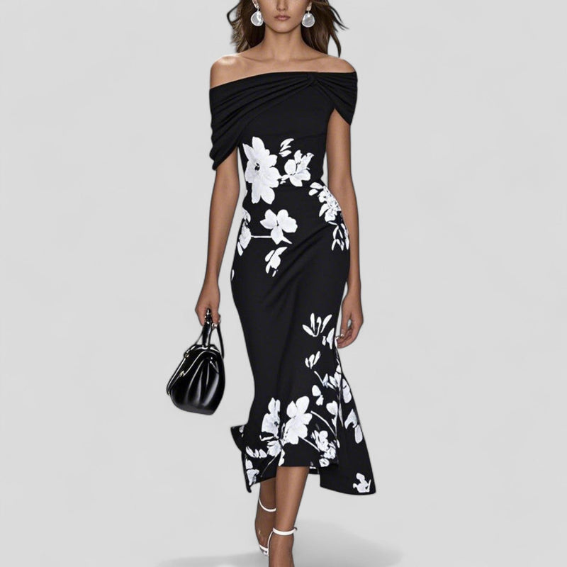 Violette Women's Floral Midi Dress - fabric and finish detail