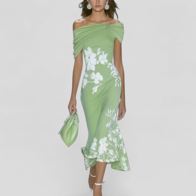 Violette Women's Floral Midi Dress | Off-shoulder