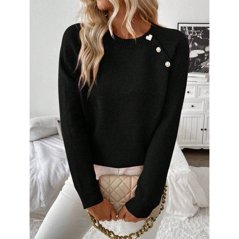 Fleur Women's Ribbed Knit Sweater | Button