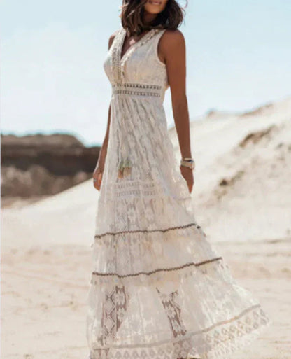 Yvette Women's Maxi Dress - fabric and finish detail