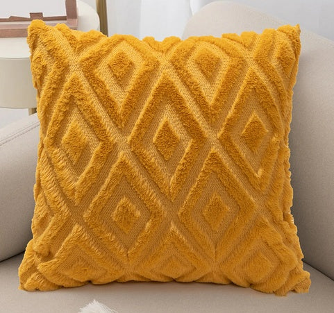 3D Diamond Cotton-Linen Cushion Cover | Textured Weave, Hidden Zip