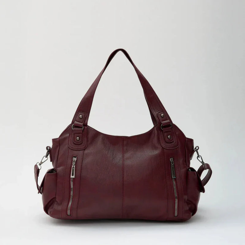 Sac fourre-tout à épaule pour femmes Arden | Double fermeture éclair avant, silhouette structurée